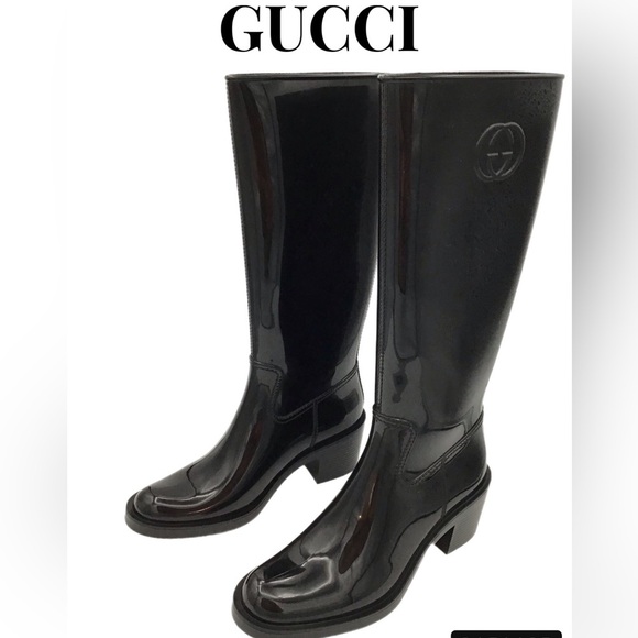 GUCCI~Interlocking GG Rain Boots Size 39 - Picture 1 of 6